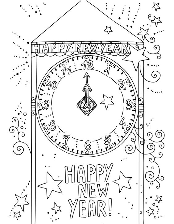 Feliz Ano Novo com Relógio de Ano Novo