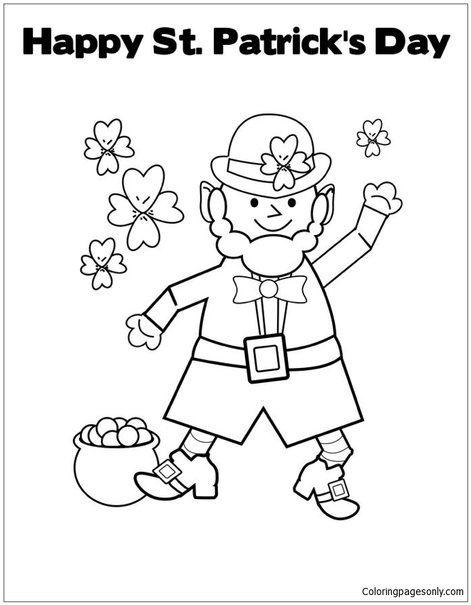 Happy St. Patrick S Day Leprechaun Coloring Pages