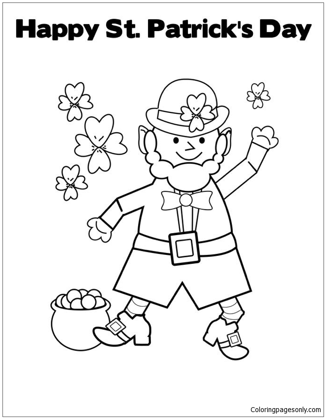 happy st patrick s day leprechaun coloring page  free