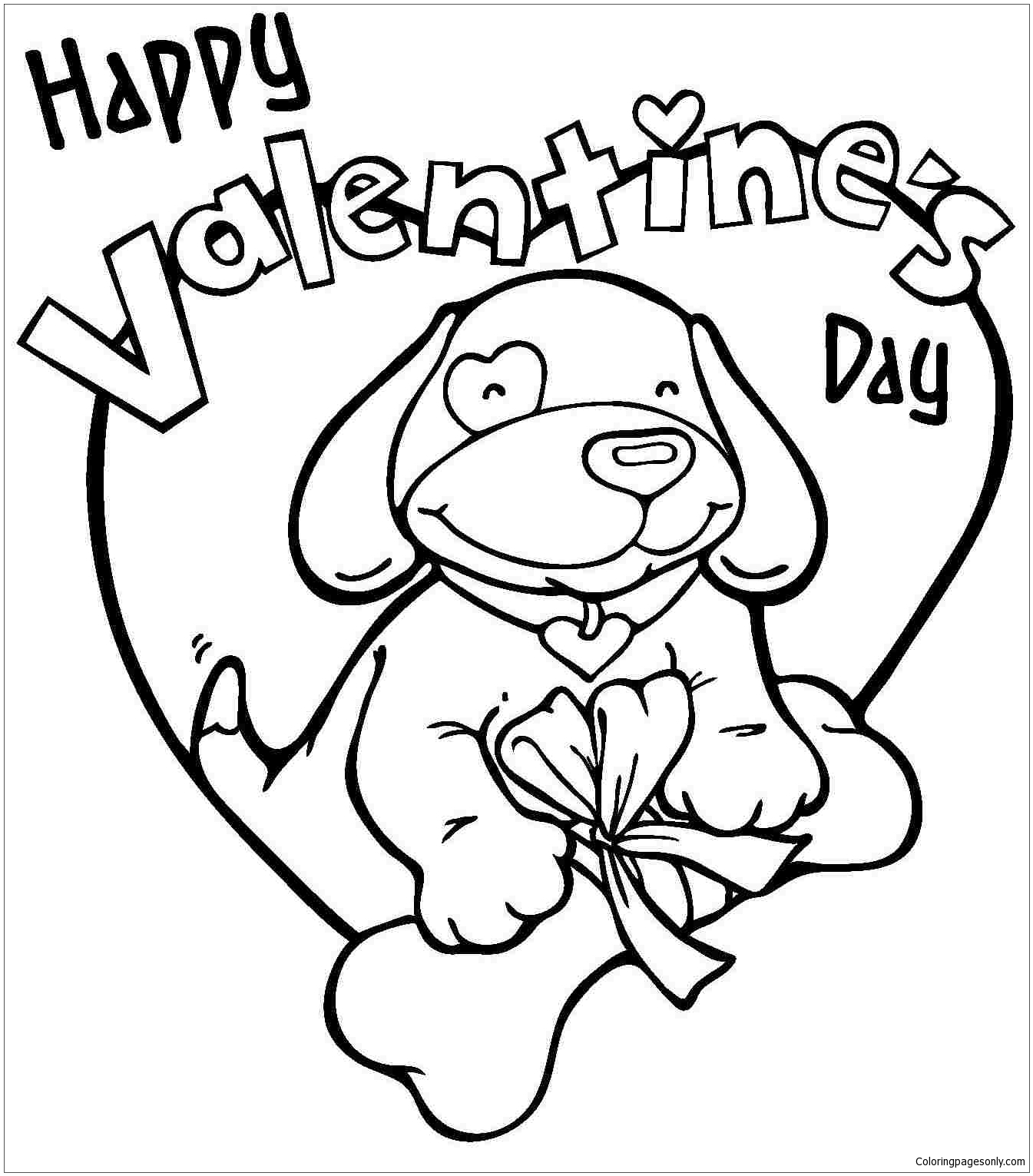 Happy Valentine's Full Page Valentines Day Coloring Pages For Adults