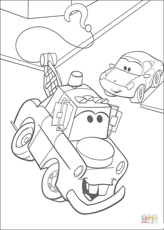 Mater with McQueen from Disney Cars Coloring Page