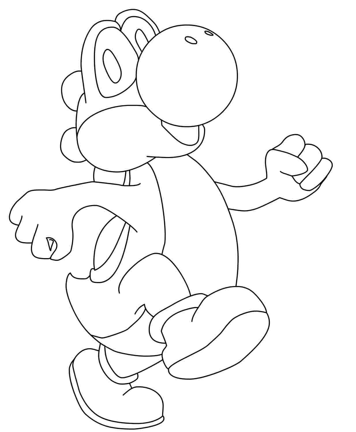 Happy Yoshi walks around Coloring Page