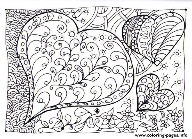Hard Heart Patterns Coloring Pages