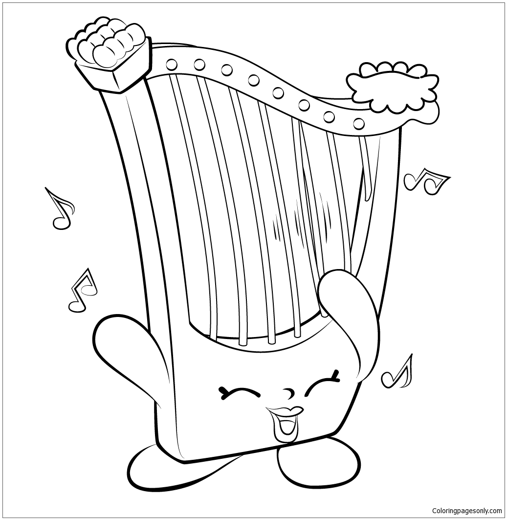 Harp Musical Instrument Shopkins Coloring Page
