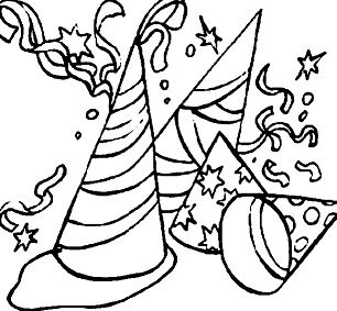 Hats And Cotillions To Celebrate The New Year Coloring Page