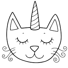 Head of Unicorn Cat Coloring Pages