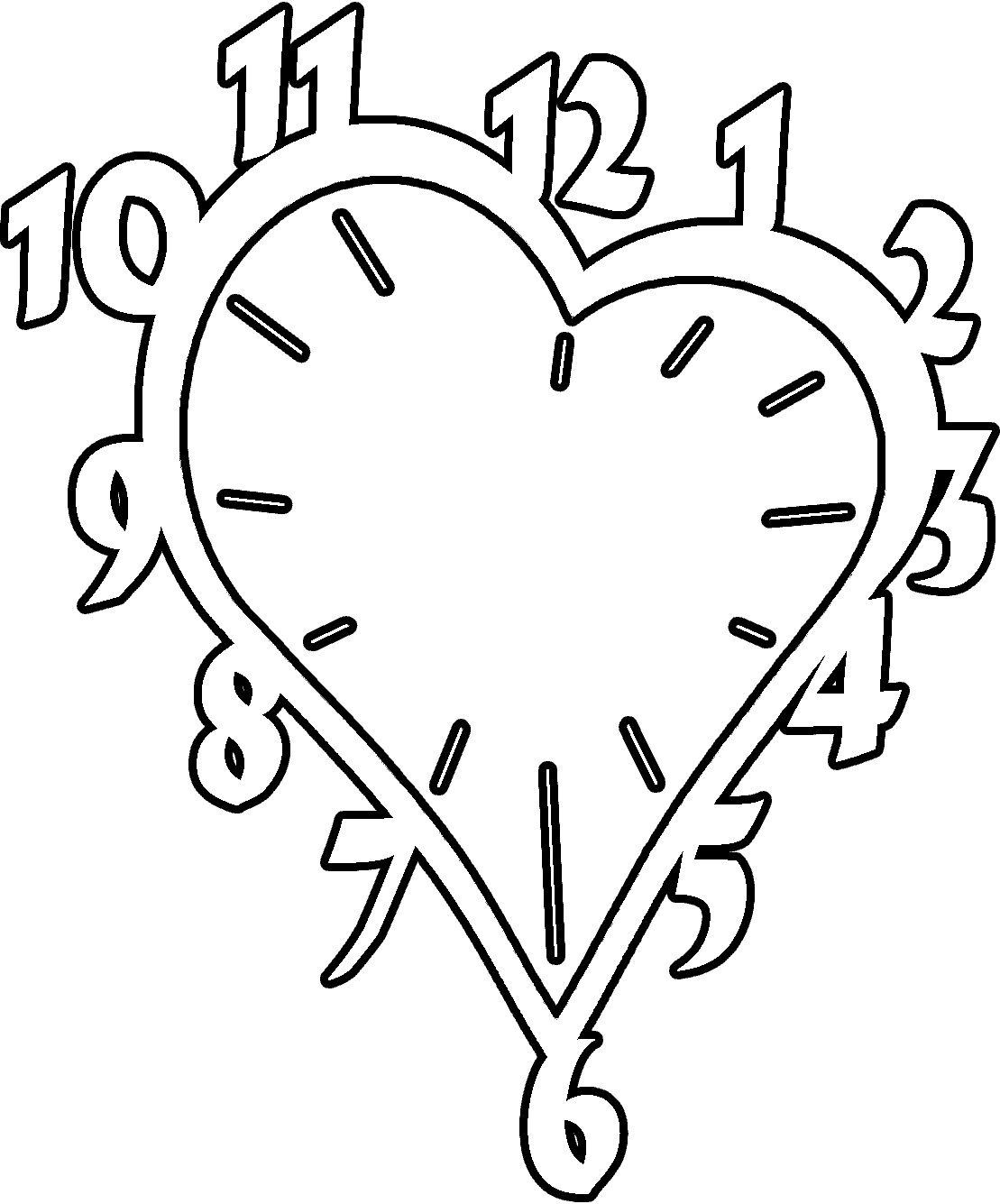 Heart Clock Coloring Page