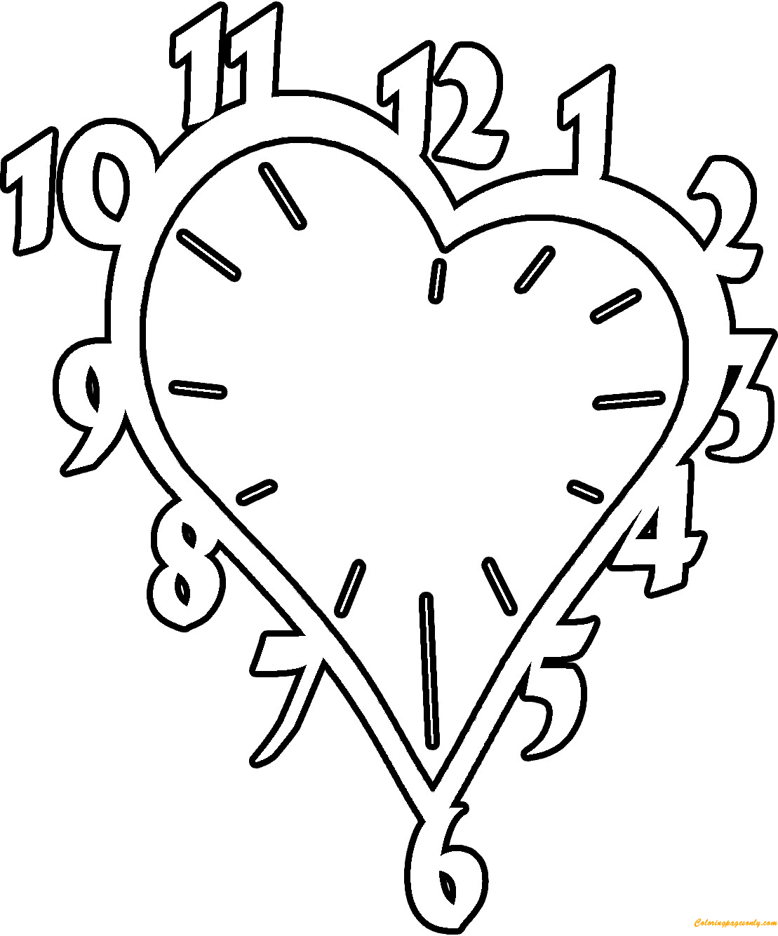 Heart Clock Coloring Pages