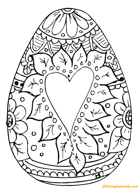 Heart Easter Eggs Coloring Page
