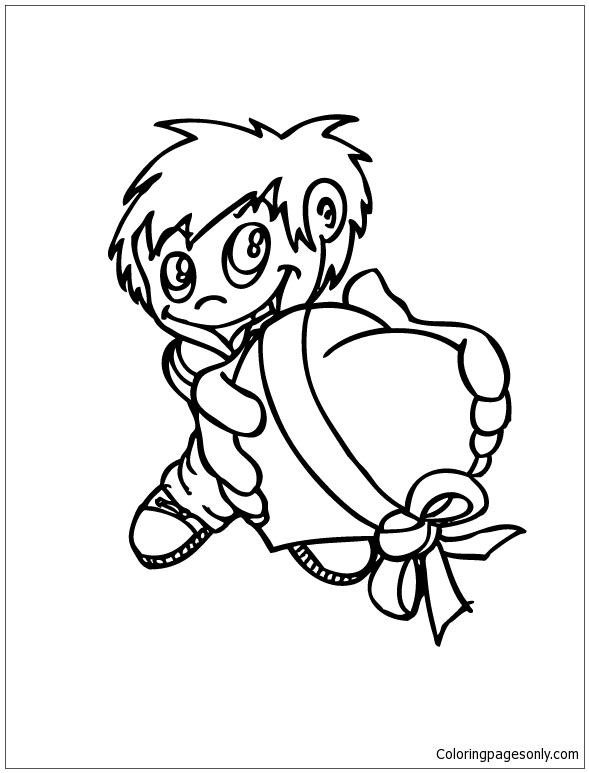 Heart Gift Coloring Pages