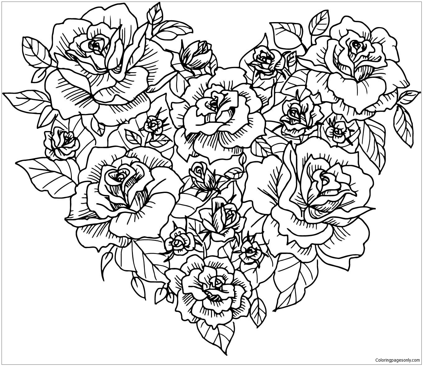 Heart With Flowers Coloring Page Free Printable Coloring Pages