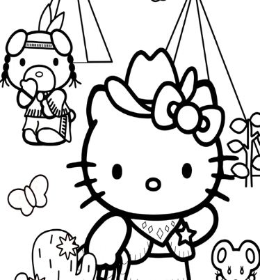 Hello Cowboy Kitty Coloring Pages