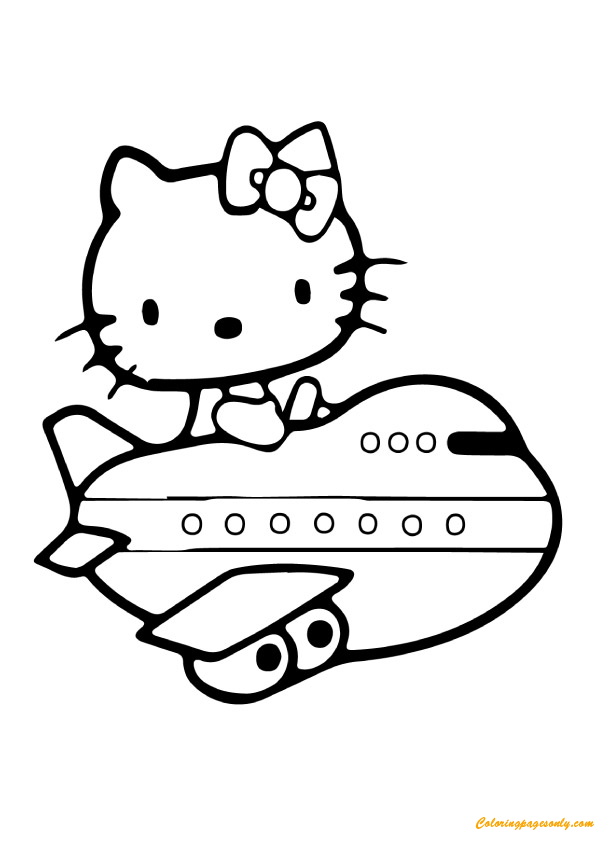 Hello Kitty Airplane Coloring Pages - Cartoons Coloring Pages - Free