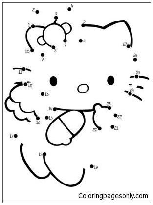 Hello Kitty Angel Connect the Dots Coloring Pages