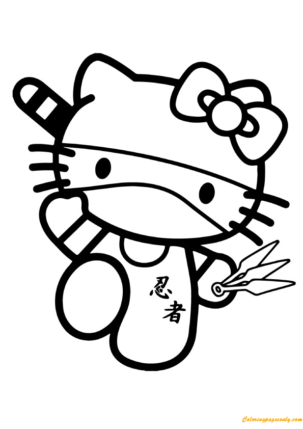 Hello Kitty In Ninja Coloring Pages