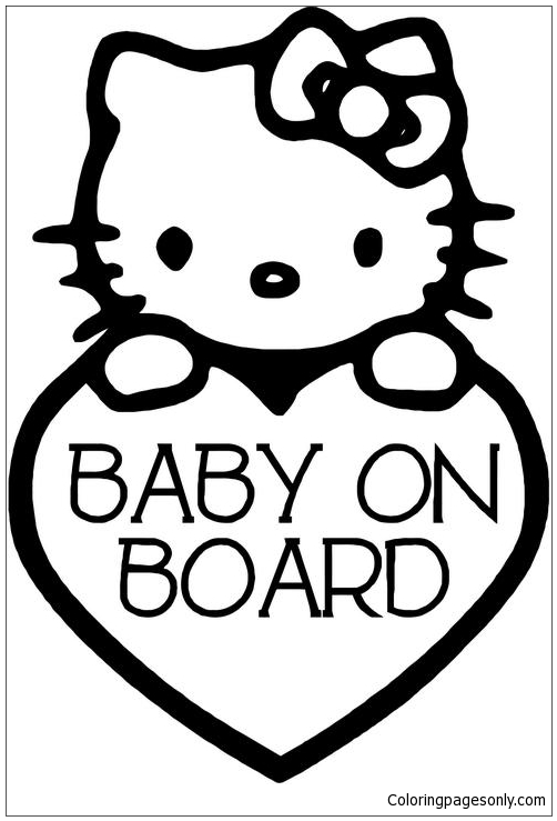 Hello Kitty Baby On Board Coloring Pages