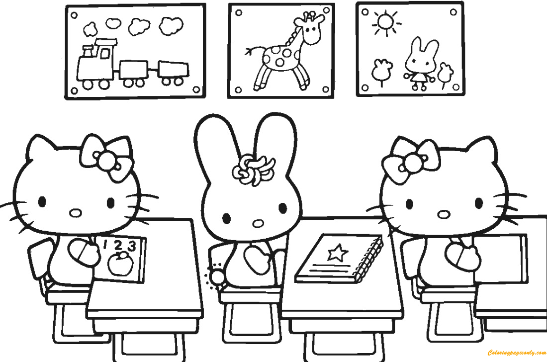 Hello Kitty Back To School Coloring Pages