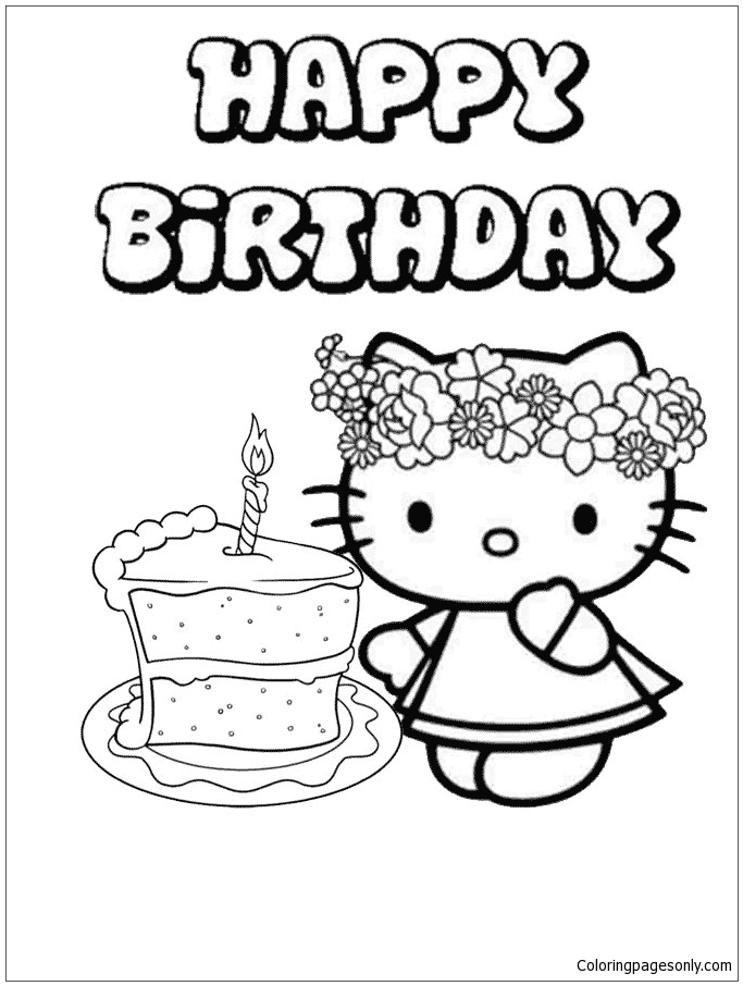 Hello Kitty Birthday Cake 1 Coloring Pages Cartoons Coloring Pages Free Printable Coloring Pages Online