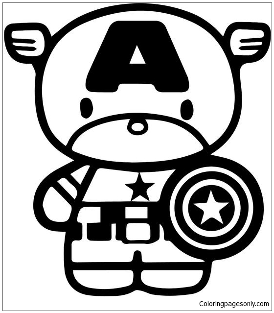 Hello Kitty Captain America Coloring Pages