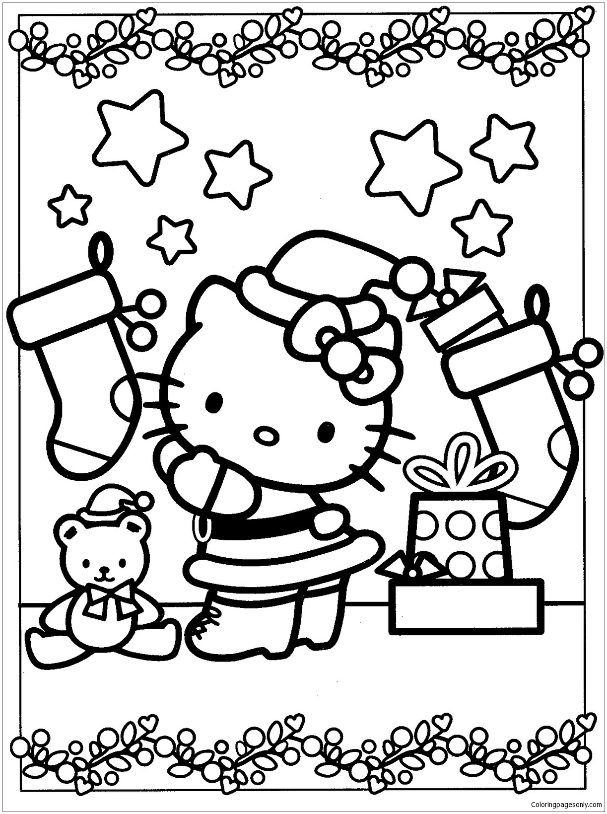 Hello Kitty Christmas 4 Coloring Pages