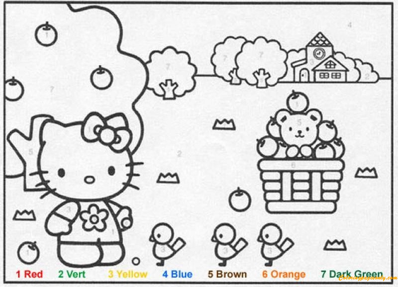 hello kitty color by number coloring pages cartoons coloring pages