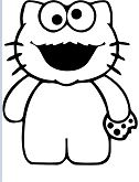 Hello Kitty Cookie Monster Coloring Page