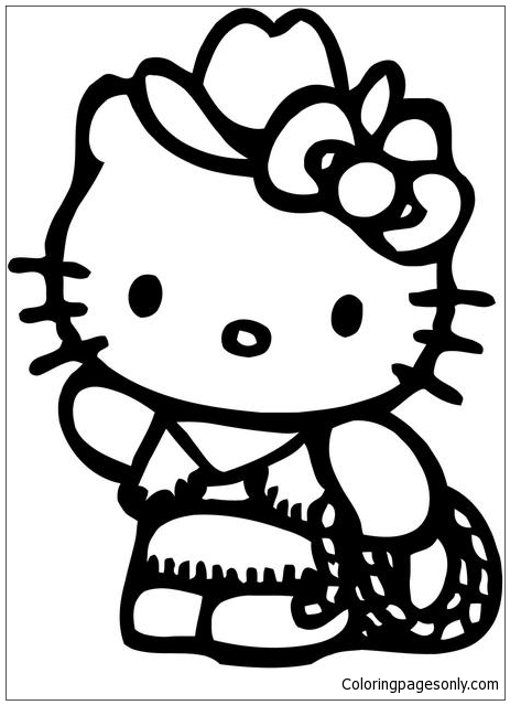 Hello Kitty Cowgirl Coloring Pages