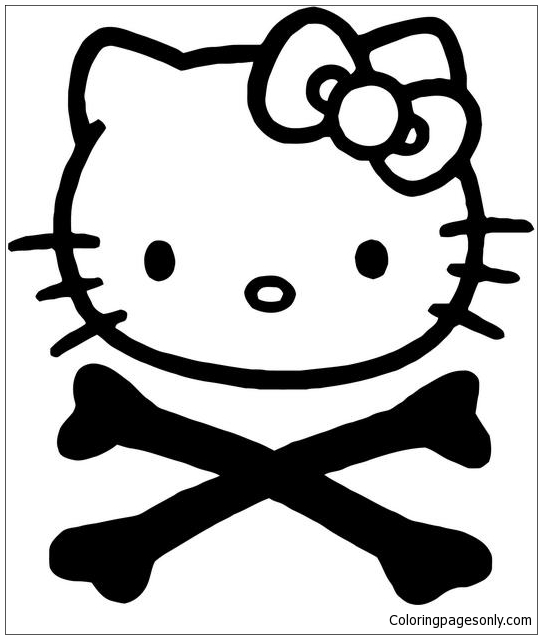 Hello Kitty Crossbones Coloring Page