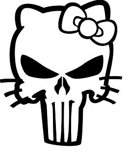 Hello Kitty Death Skull Punisher Coloring Page