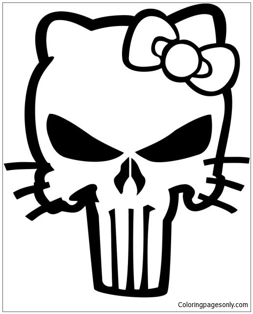 Hello Kitty Death Skull Punisher Coloring Pages