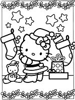 Hello Kitty Decoration Christmas Coloring Page