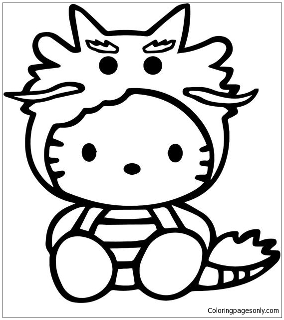 Download Hello Kitty Dragon Vinyl Decal Sticker Coloring Page ...