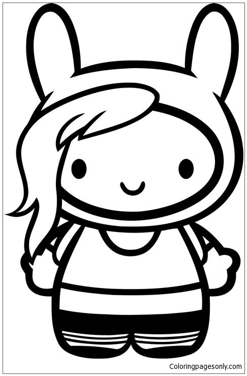 Hello Kitty Fionnna Adventure Time Coloring Page