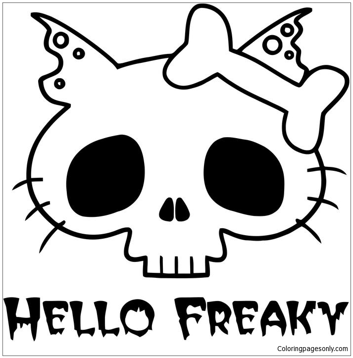 Hello Kitty Freaky Coloring Page