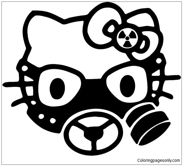 Hello Kitty Gas Mask Military Coloring Page