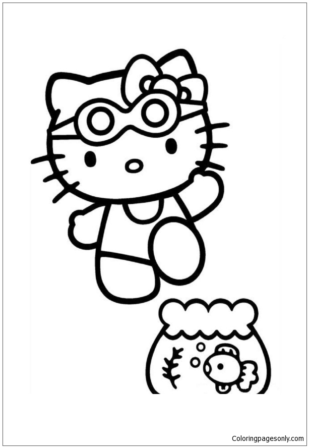 Hello Kitty Go Swimming Coloring Pages - Cartoons Coloring Pages