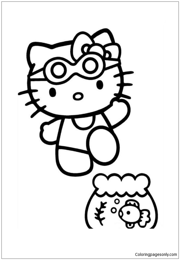 Hello Kitty va a nadar de Hello Kitty