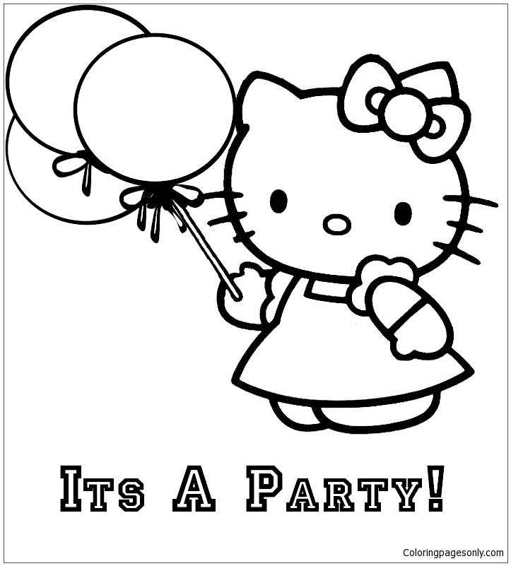 Hello Kitty Go To Party Coloring Pages
