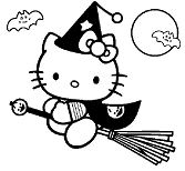 Hello Kitty go to play Halloween Coloring Pages