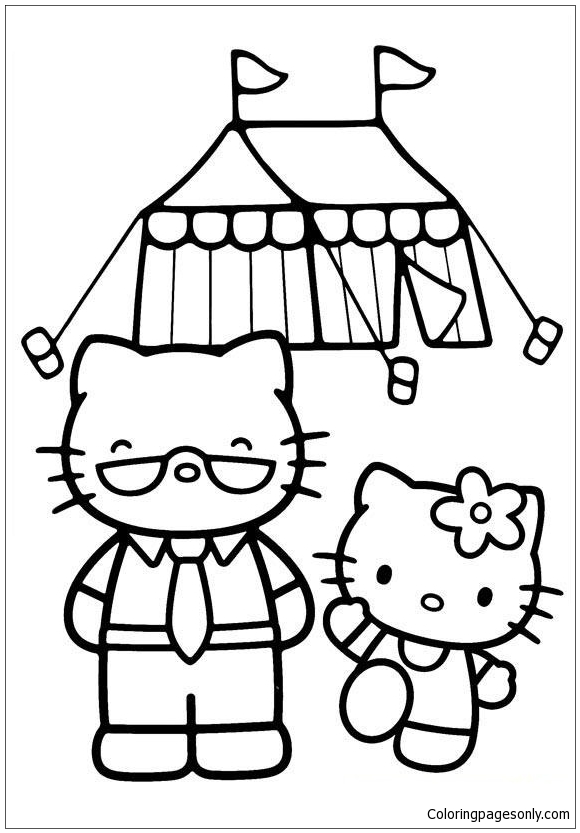 Hello Kitty 和她的 Hello Kitty 老师一起去露营