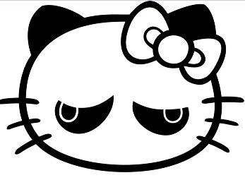 Hello Kitty Grumpy Cat Meme Coloring Page