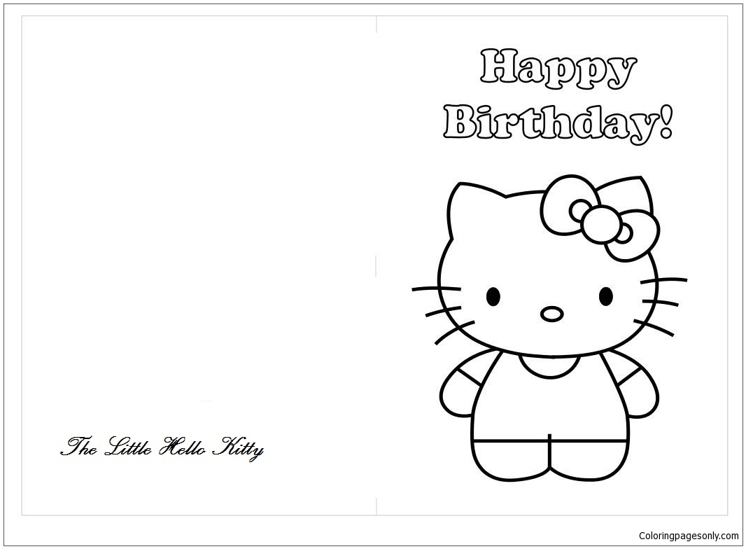 Hello Kitty Happy Birthday Greeting Cards Coloring Pages ...