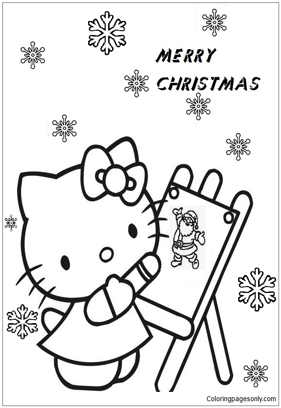 Christmas Kitty Coloring Page