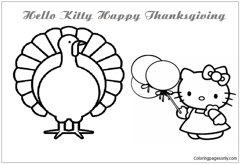 10 Fun Hello Kitty Thanksgiving Coloring Pages to Color