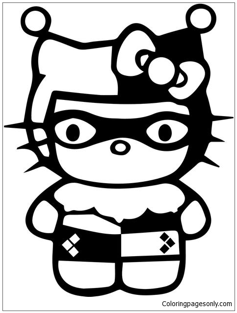 hello kitty harley quinn coloring page  free coloring pages
