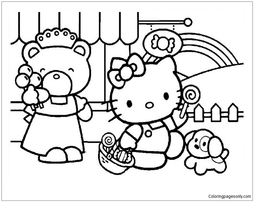 Hello Kitty tiene muchos dulces de Hello Kitty