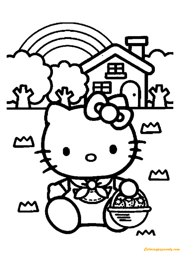 Hello Kitty’s House Coloring Pages