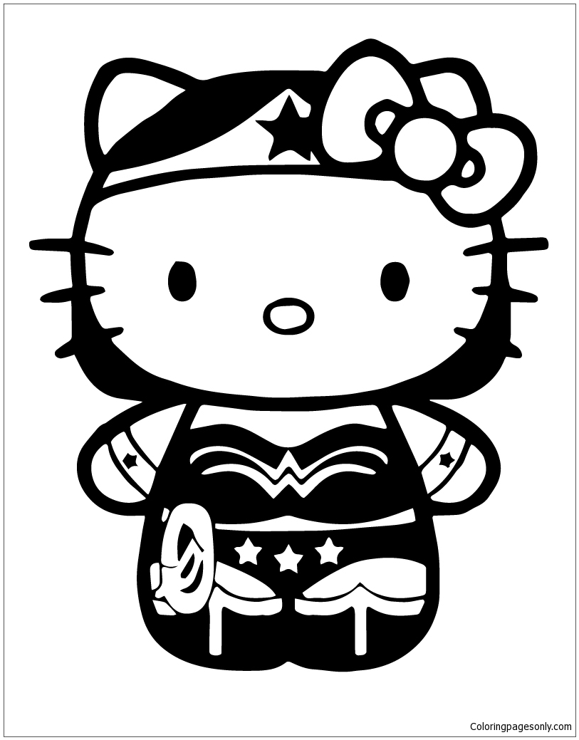 Hello Kitty verkleedt zich als Wonder Woman uit Hello Kitty