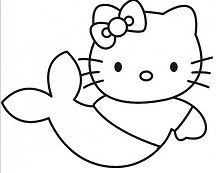 Hello Kitty Little Mermaid Coloring Page