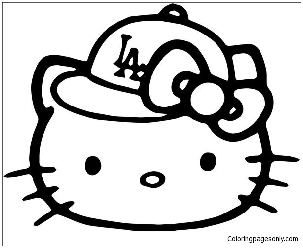 Hello Kitty Los Angeles Baseball Fan Coloring Pages
